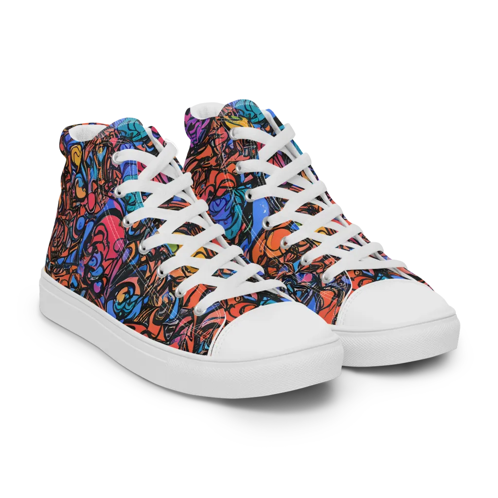 Neon Inkstorm on Men's High Top Canvas Shoes — Right Front