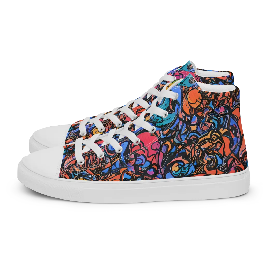 Neon Inkstorm on Men's High Top Canvas Shoes — Left