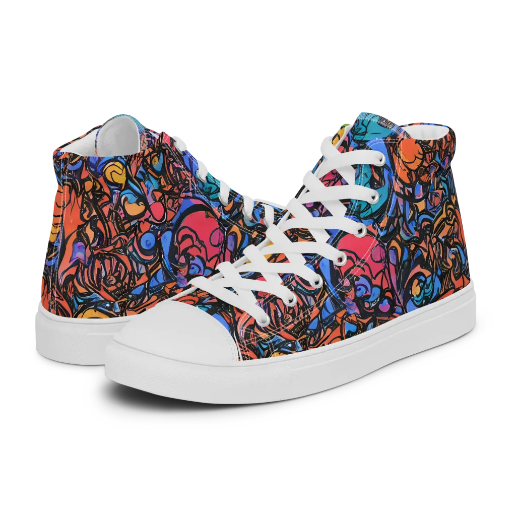 Neon Inkstorm on Men's High Top Canvas Shoes — Left