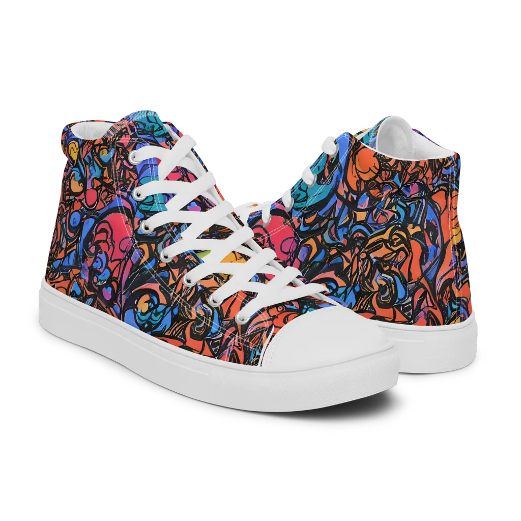 Neon Inkstorm on Men's High Top Canvas Shoes — Right