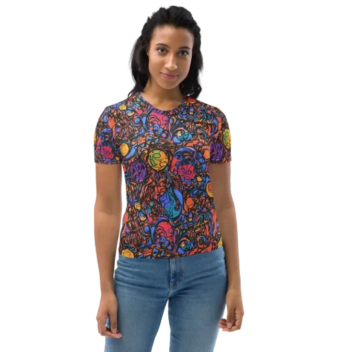 Neon Inkstorm on a Women's Crew Neck T-Shirt