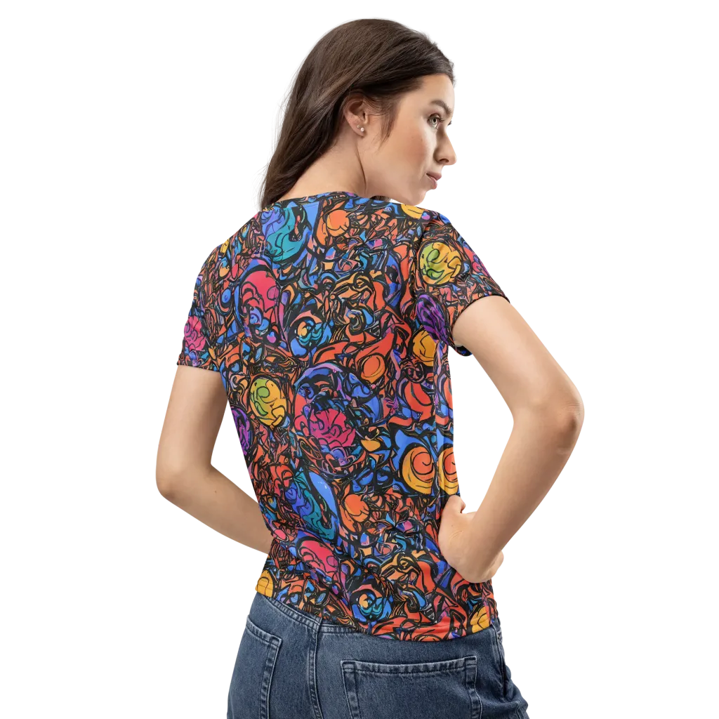 Neon Inkstorm on Women's Crew Neck T-Shirt — Back