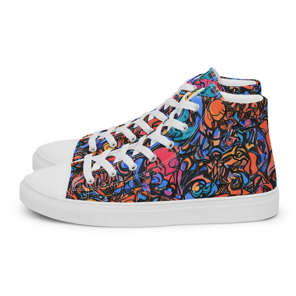 Neon Inkstorm on Women's High Top Canvas Shoes — Left