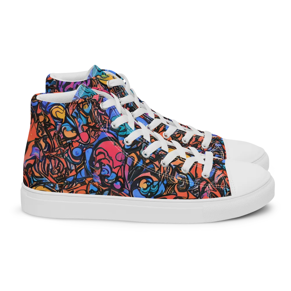 Neon Inkstorm on Women's High Top Canvas Shoes — Right