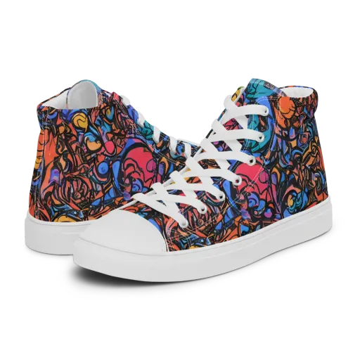 Neon Inkstorm on a Women's High Top Canvas Shoes