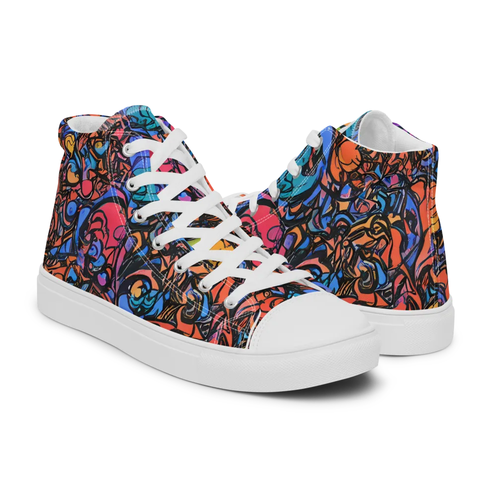 Neon Inkstorm on Women's High Top Canvas Shoes — Right