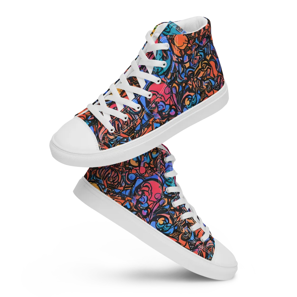 Neon Inkstorm on Women's High Top Canvas Shoes — Front