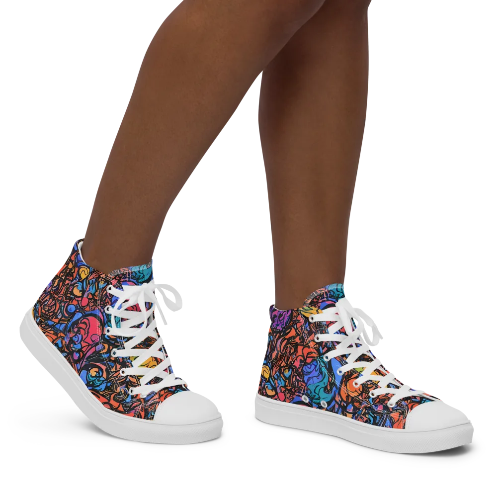 Neon Inkstorm on Women's High Top Canvas Shoes — Right