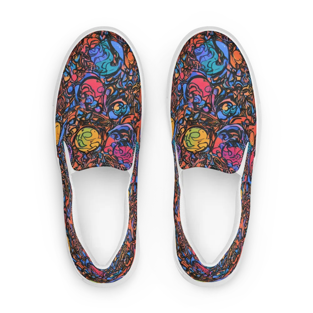 Neon Inkstorm on Men's Slip-On Canvas Shoes — Front