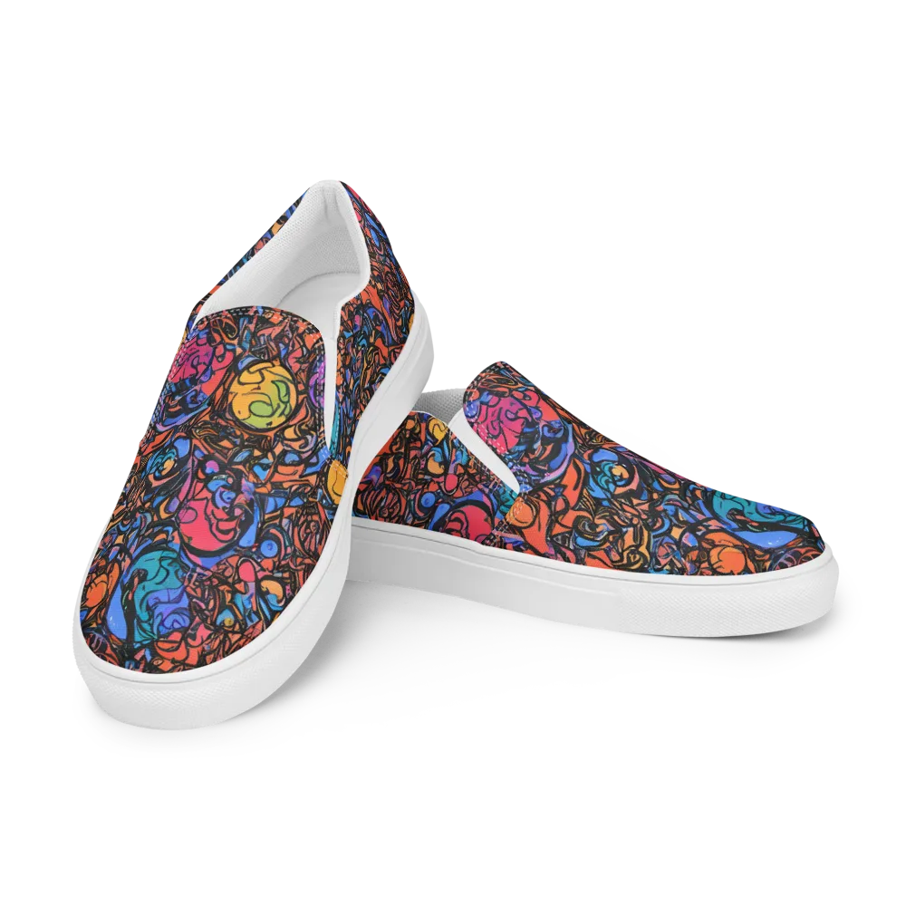 Neon Inkstorm on Men's Slip-On Canvas Shoes — Left Front