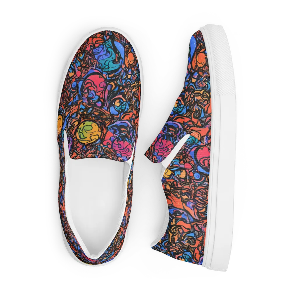 Neon Inkstorm on Men's Slip-On Canvas Shoes — Front