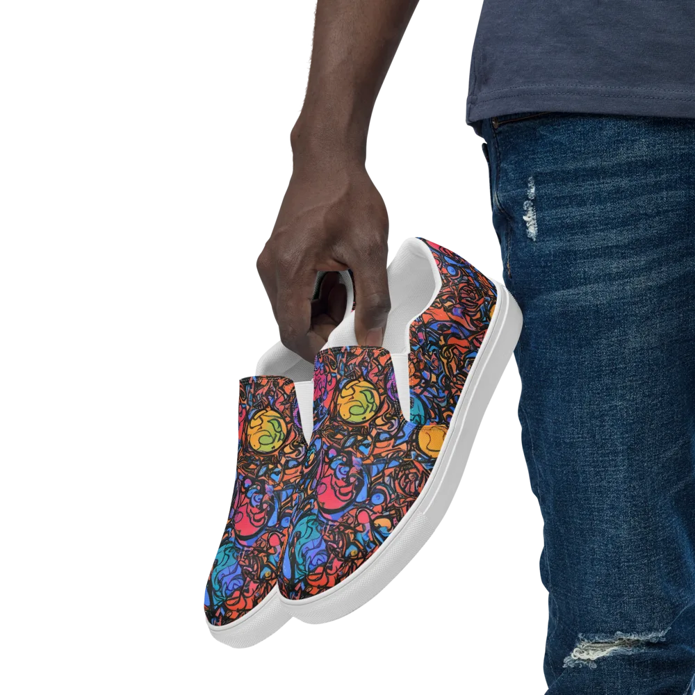 Neon Inkstorm on Men's Slip-On Canvas Shoes — Left Front