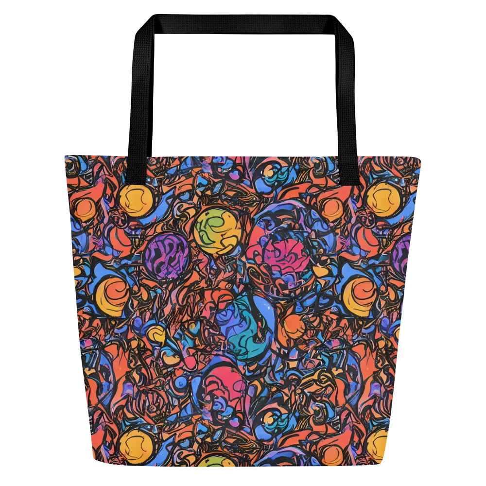 Neon Inkstorm on Large Tote Bag W/ Pocket — Front
