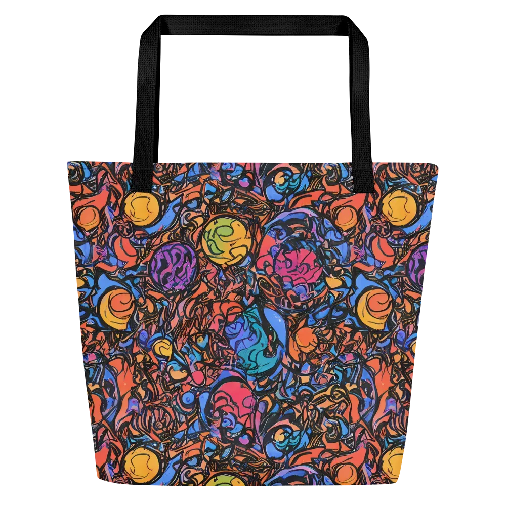 Neon Inkstorm on Large Tote Bag W/ Pocket — Front
