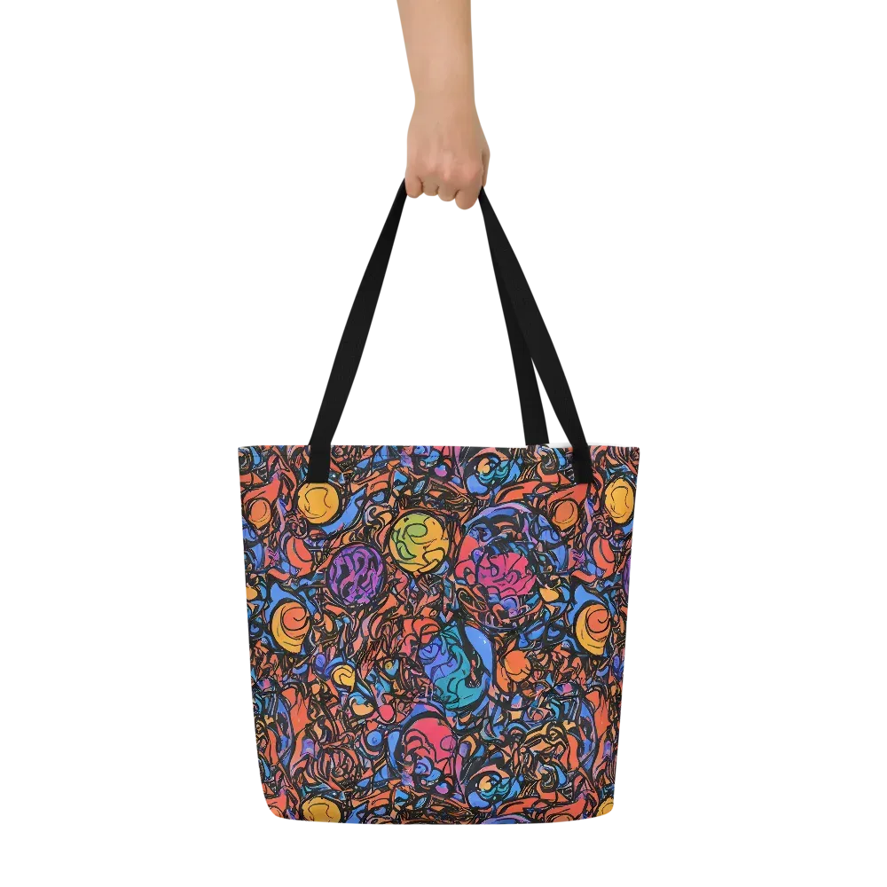 Neon Inkstorm on Large Tote Bag W/ Pocket — Front