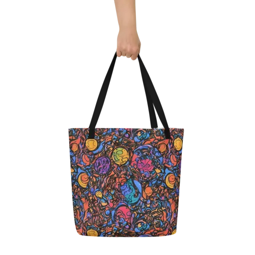 Neon Inkstorm on a Large Tote Bag W/ Pocket