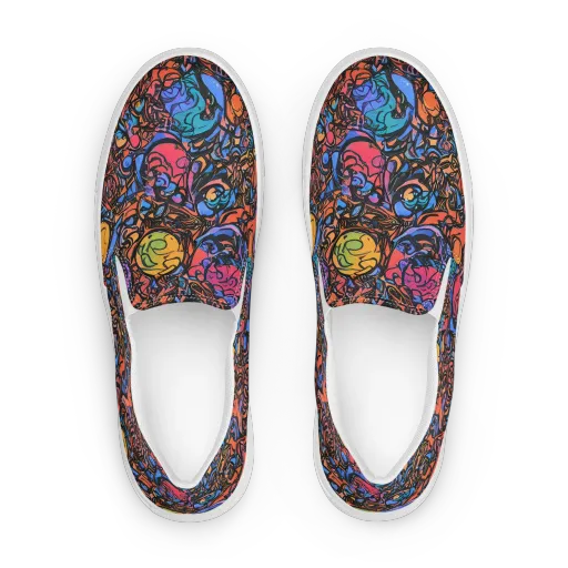 Neon Inkstorm on a Women's Slip-On Canvas Shoes