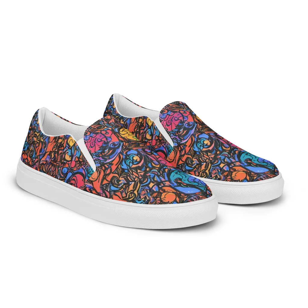 Neon Inkstorm on Women's Slip-On Canvas Shoes — Right Front