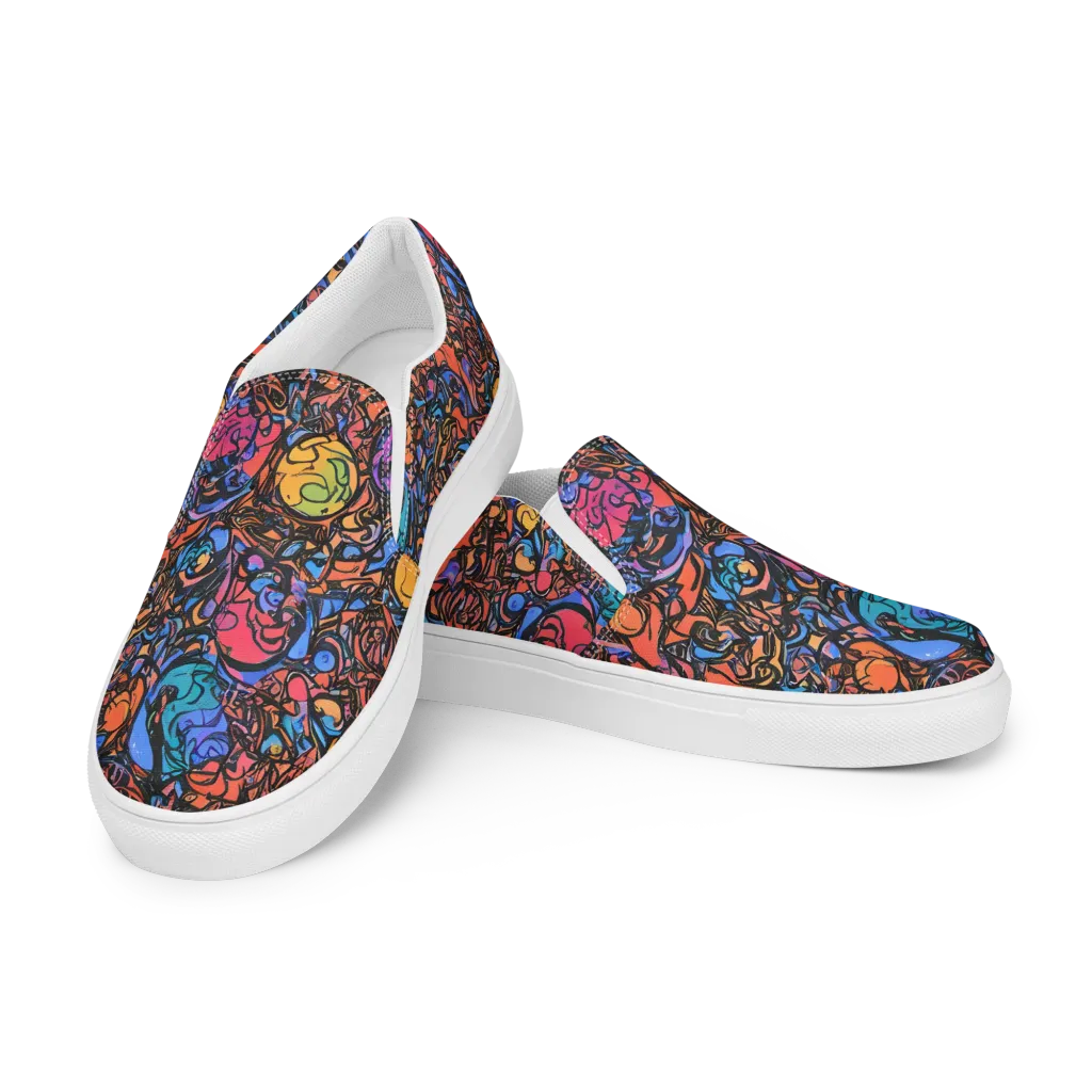 Neon Inkstorm on Women's Slip-On Canvas Shoes — Left Front