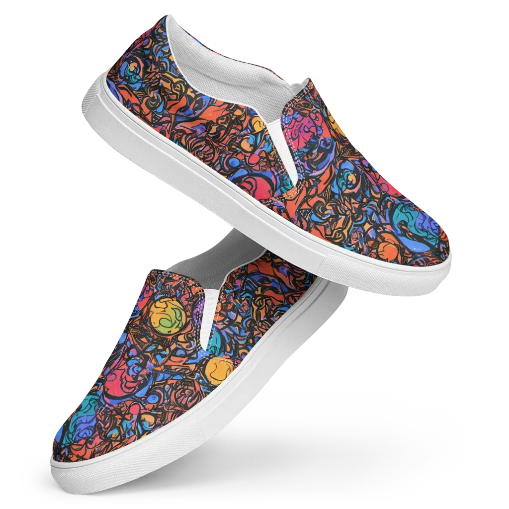Neon Inkstorm on Women's Slip-On Canvas Shoes — Front