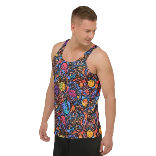 Neon Inkstorm on a Men's Tank Top