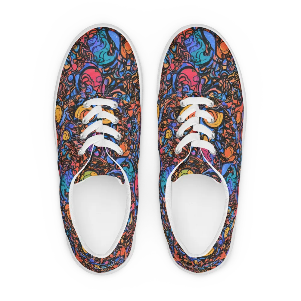 Neon Inkstorm on Men's Lace-Up Canvas Shoes — Front