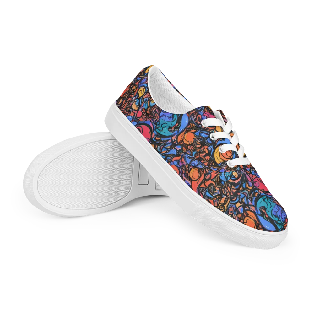 Neon Inkstorm on Men's Lace-Up Canvas Shoes — Right Front