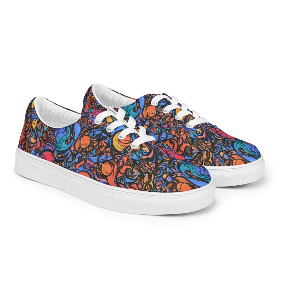 Neon Inkstorm on Men's Lace-Up Canvas Shoes — Right Front