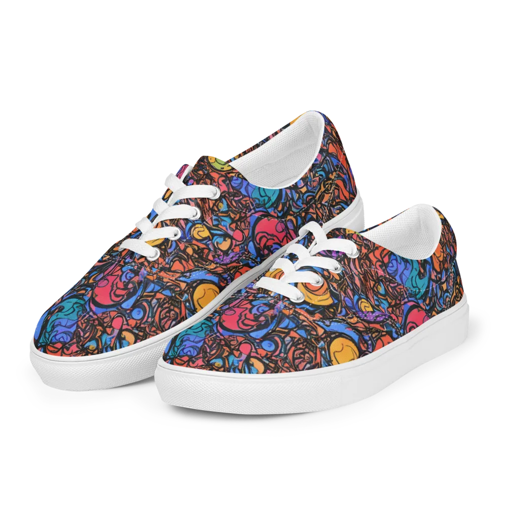Neon Inkstorm on Men's Lace-Up Canvas Shoes — Left Front