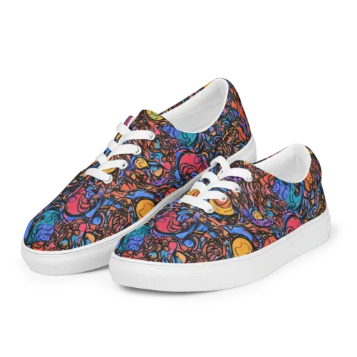 Neon Inkstorm on a Men's Lace-Up Canvas Shoes