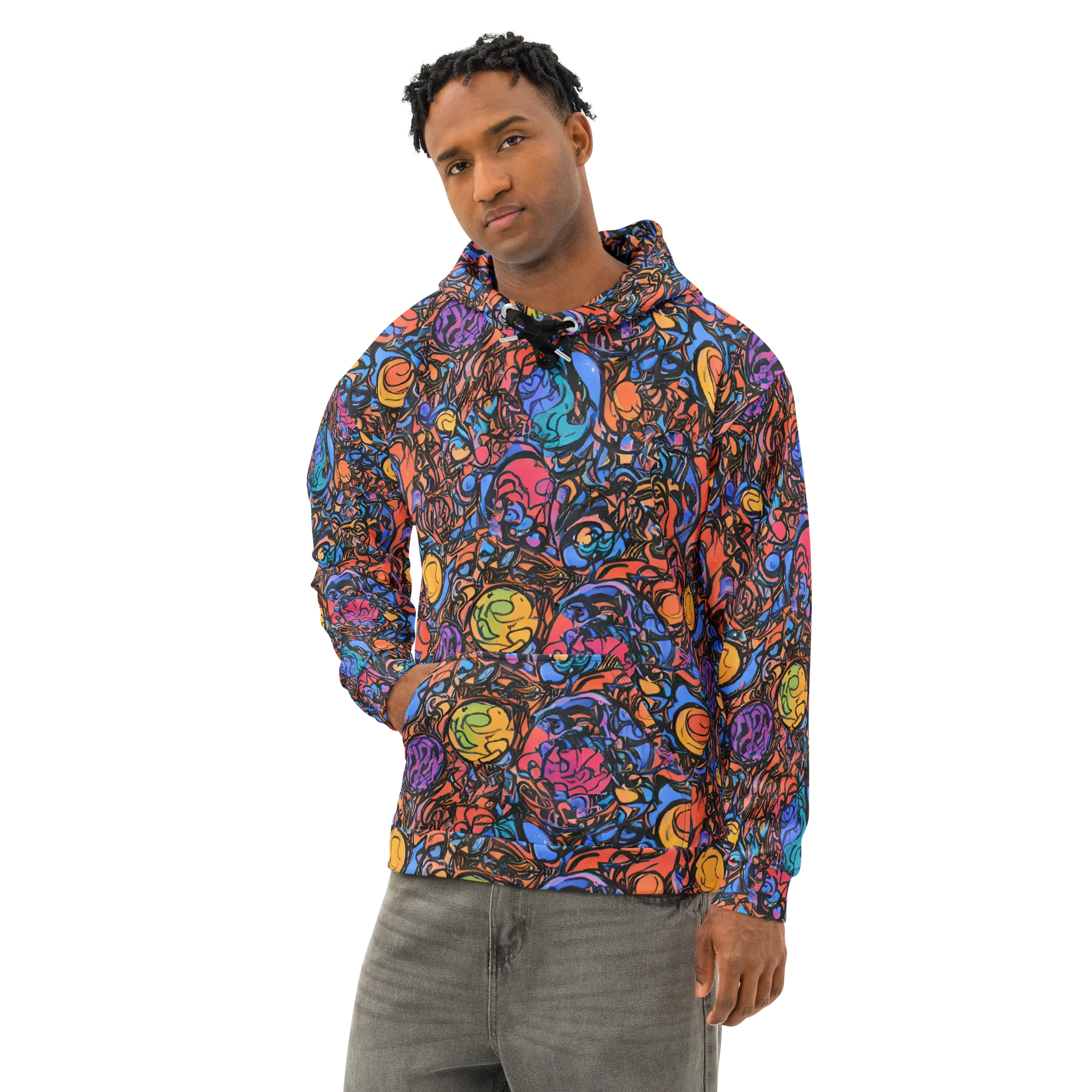 Neon Inkstorm on Cotton Hoodie — Left Front