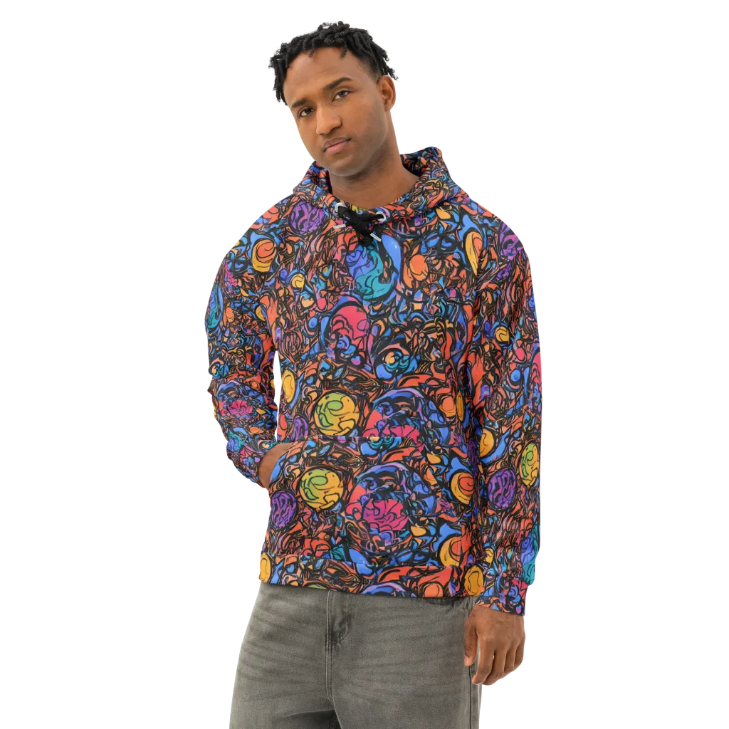 Neon Inkstorm on Cotton Hoodie — Left Front
