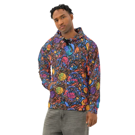 Neon Inkstorm on a Cotton Hoodie