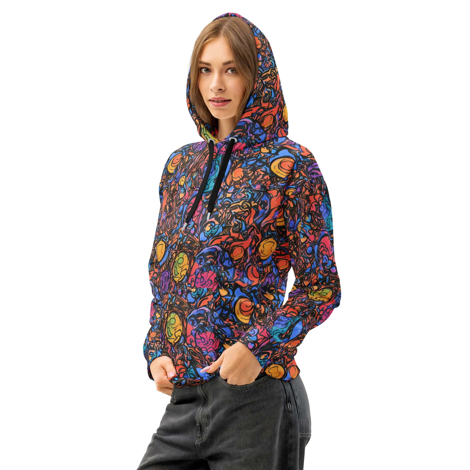 Neon Inkstorm on Cotton Hoodie — Left Front