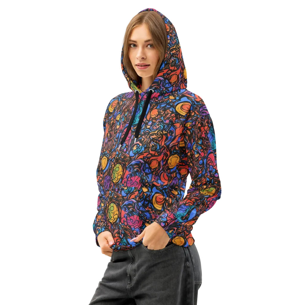 Neon Inkstorm on Cotton Hoodie — Left Front