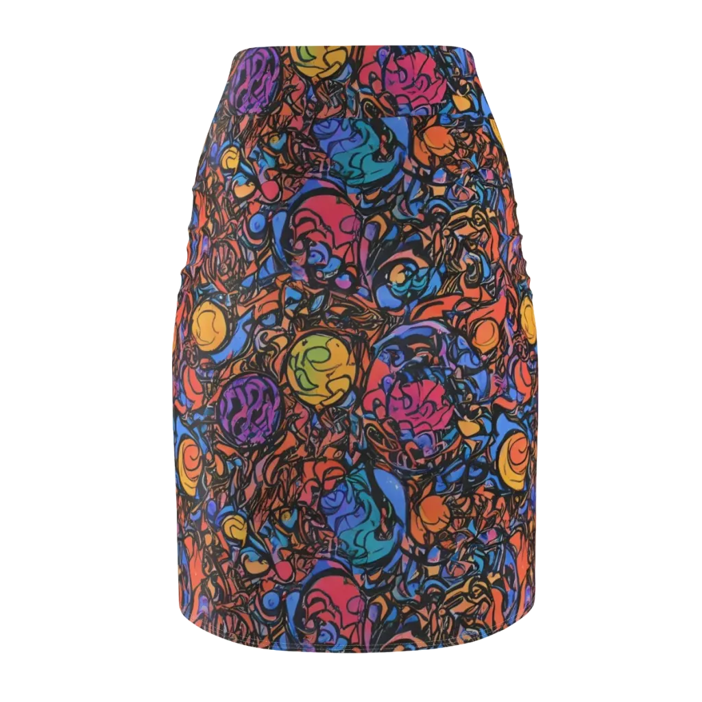 Neon Inkstorm on Pencil Skirt — Back