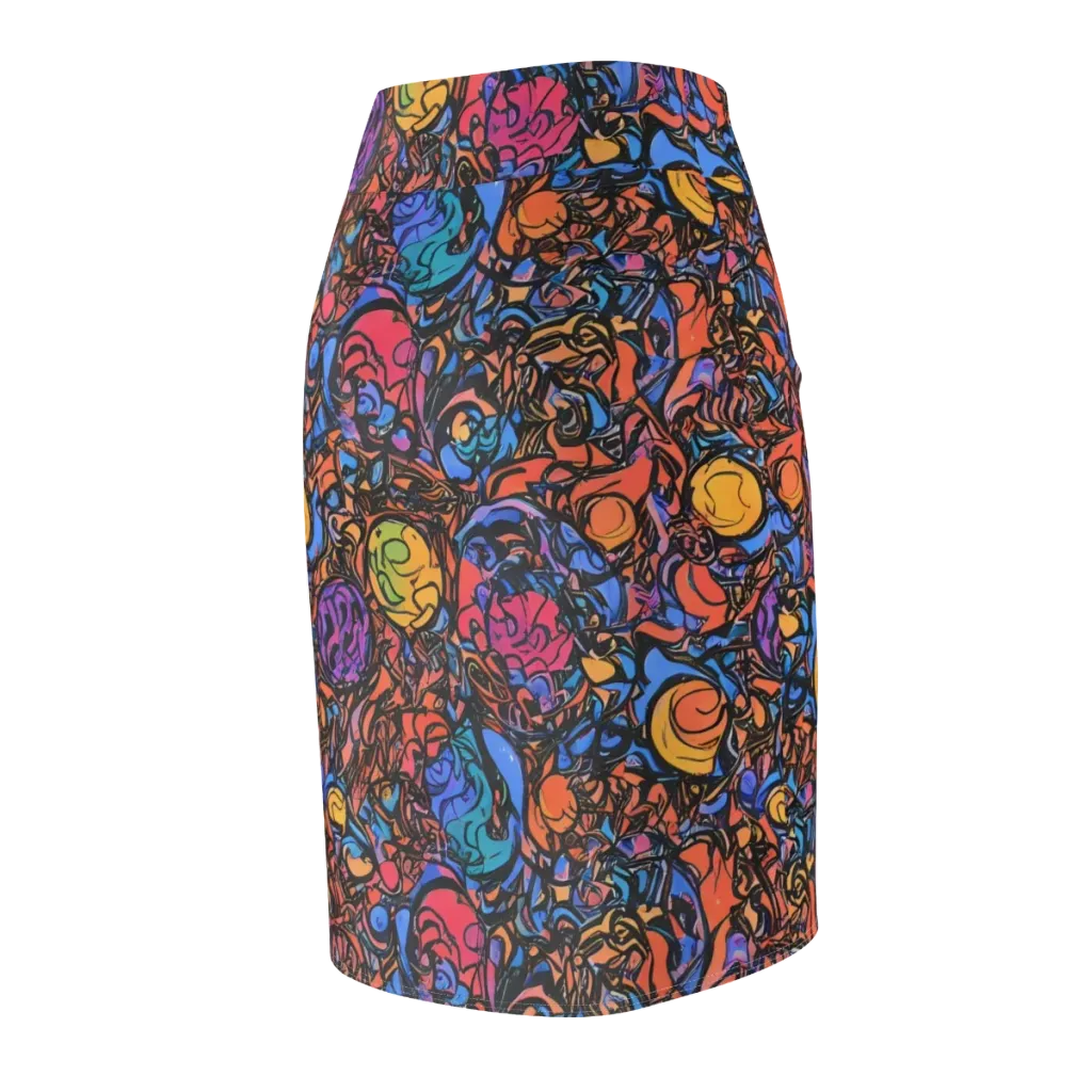 Neon Inkstorm on Pencil Skirt — Back Side