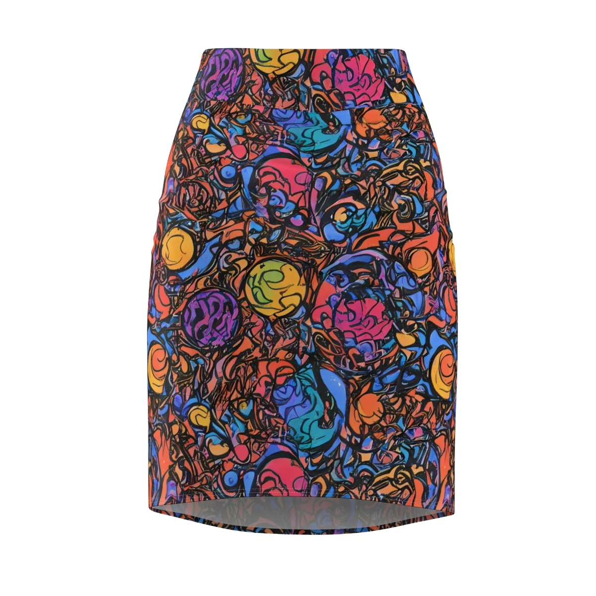Neon Inkstorm on Pencil Skirt — Front