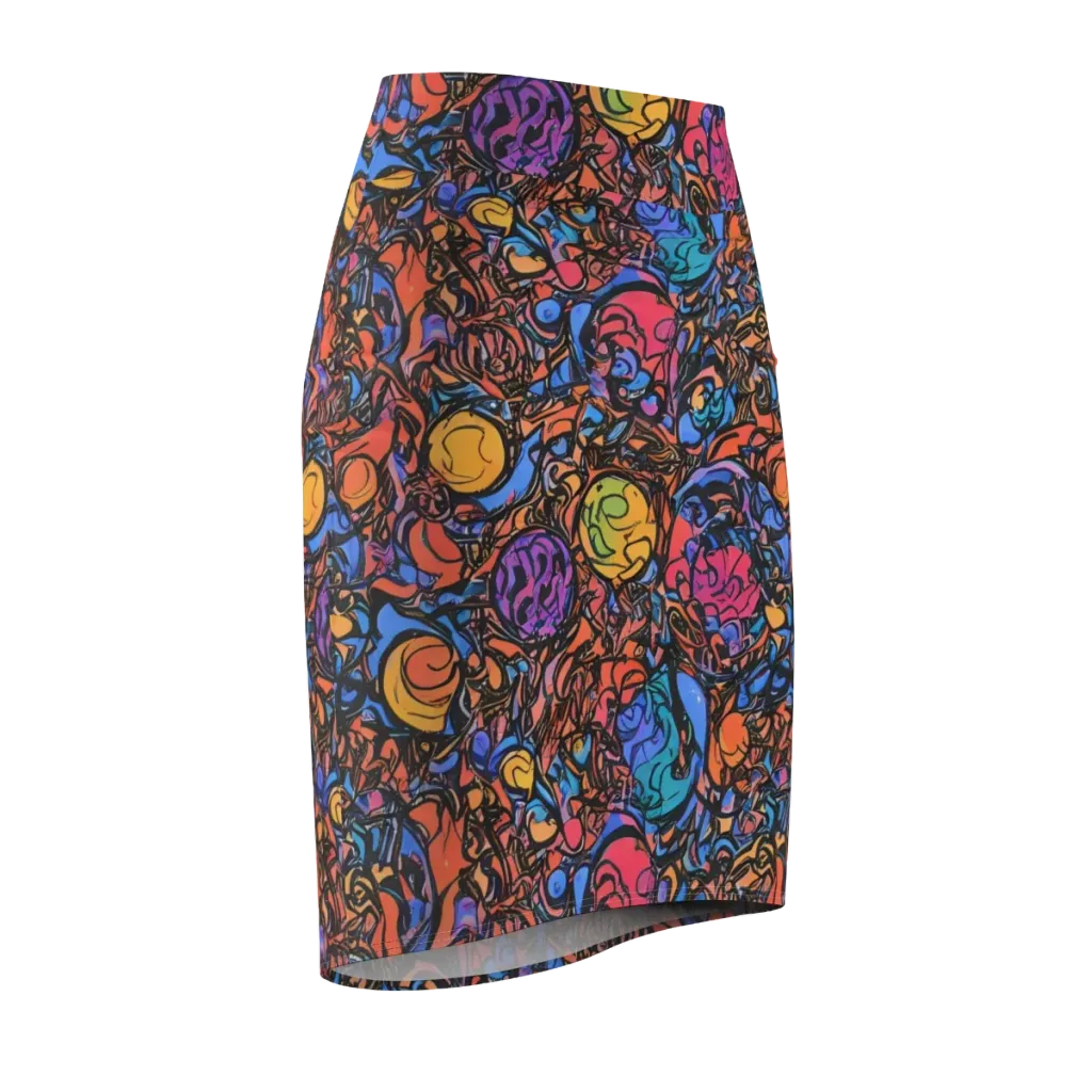 Neon Inkstorm on Pencil Skirt — Front Side