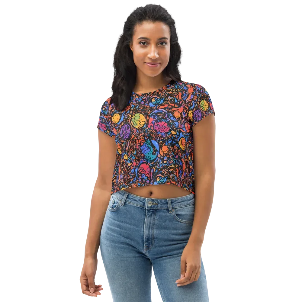 Neon Inkstorm on Crop Tee — Front