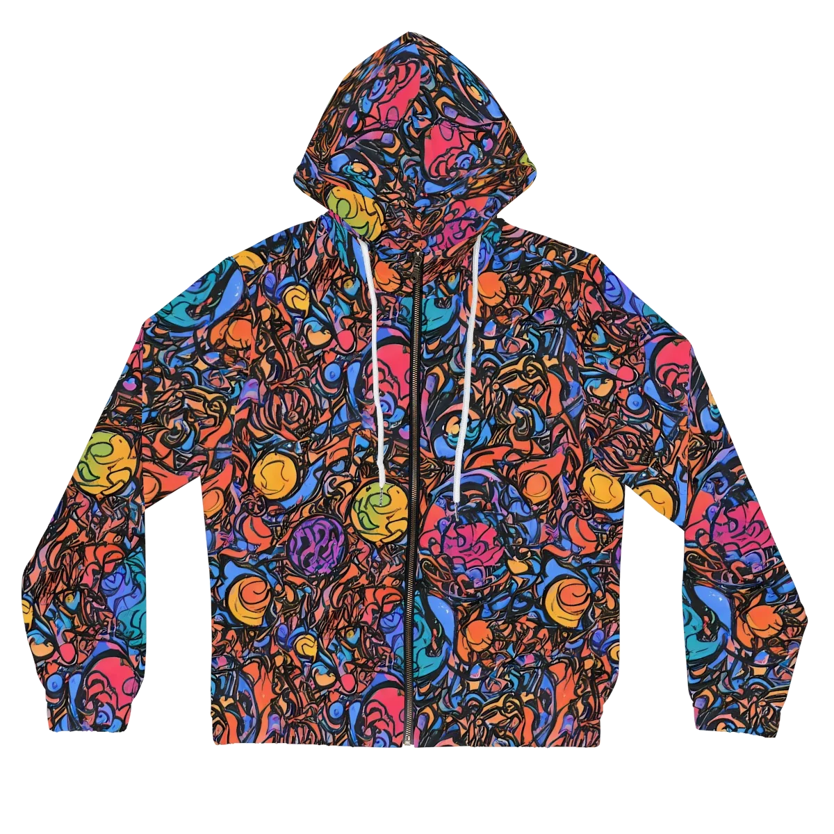 Neon Inkstorm on Women's Full-Zip Hoodie — Front