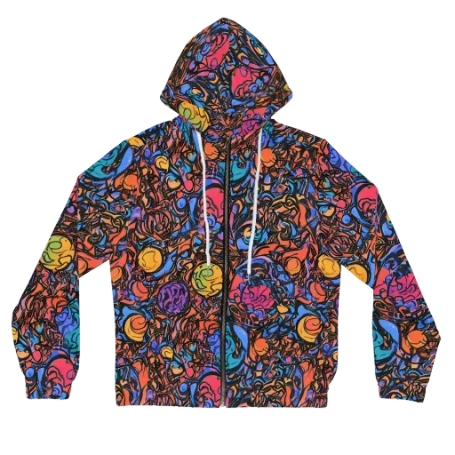 Neon Inkstorm on a Women's Full-Zip Hoodie