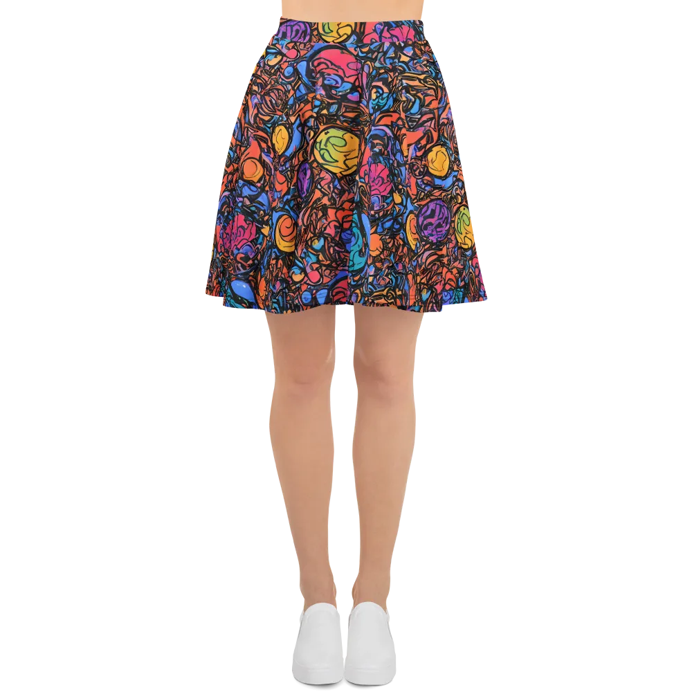 Neon Inkstorm on Skater Skirt — Front