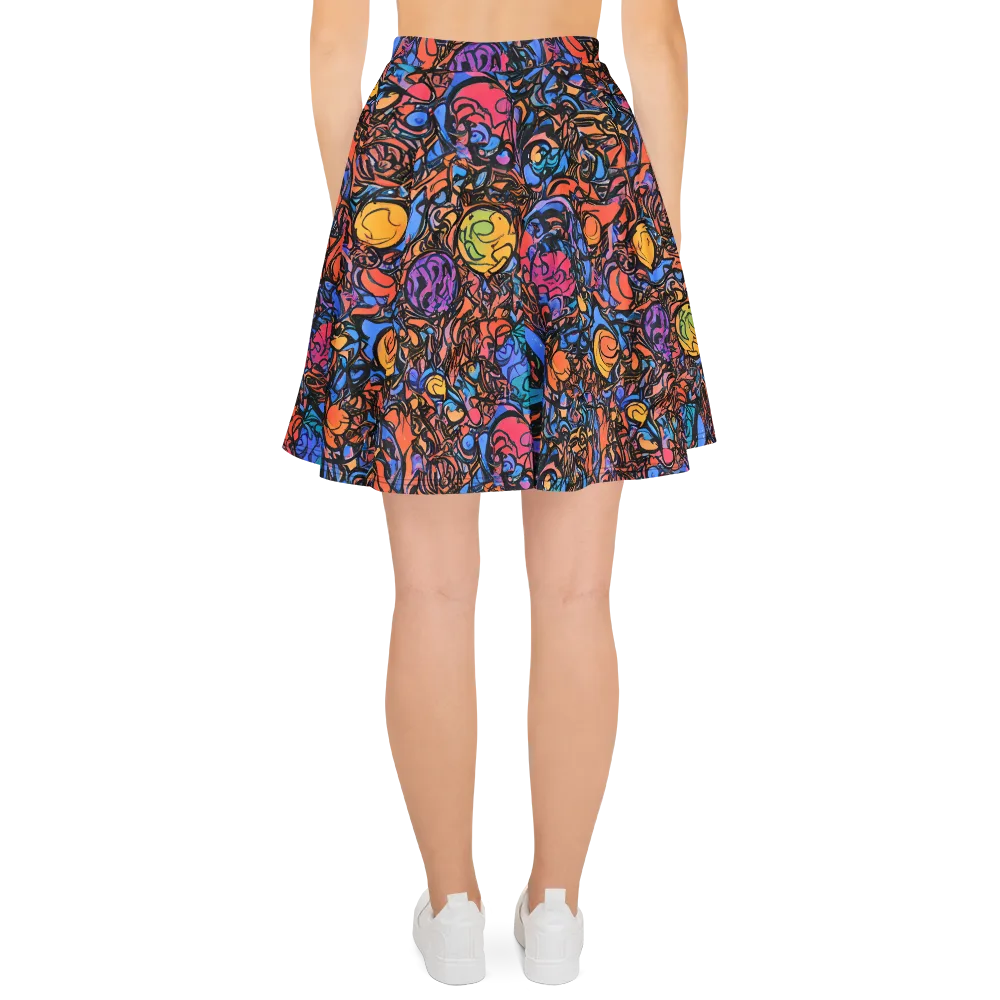 Neon Inkstorm on Skater Skirt — Back
