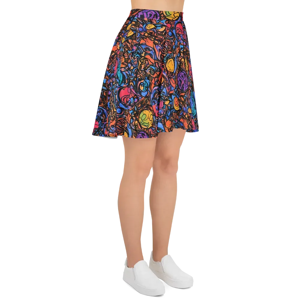 Neon Inkstorm on Skater Skirt — Right