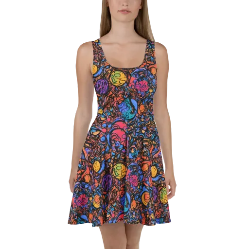 Neon Inkstorm on a Skater Dress