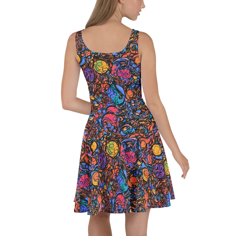 Neon Inkstorm on Skater Dress — Back