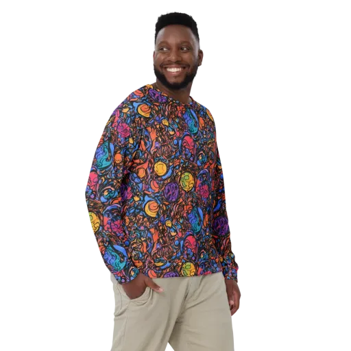 Neon Inkstorm on a Sweatshirt