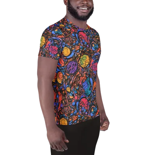 Neon Inkstorm on a Men's Athletic T-Shirt