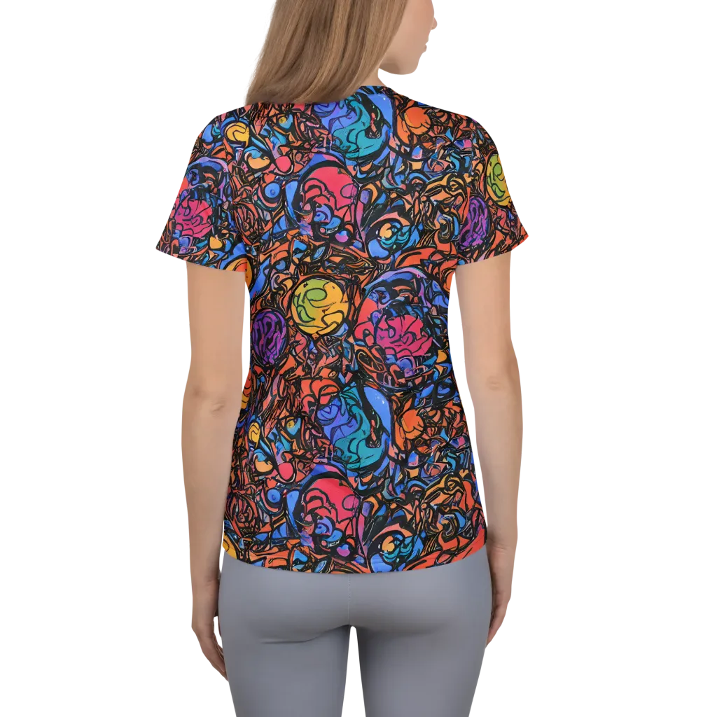 Neon Inkstorm on Women's Athletic T-Shirt — Back